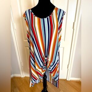 LIBERTY LOVE Striped Front Knot High Low Top Size 3XL